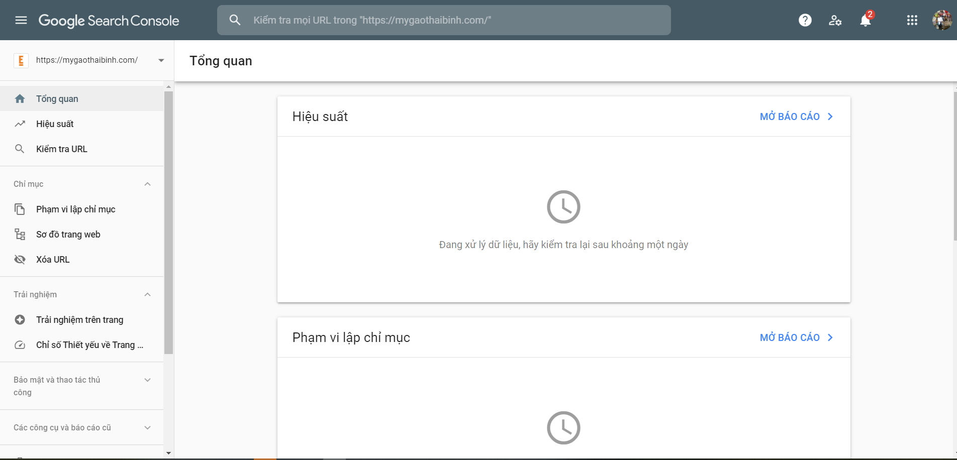 Ảnh minh họa vừa đăng ký thành công Google Console xong